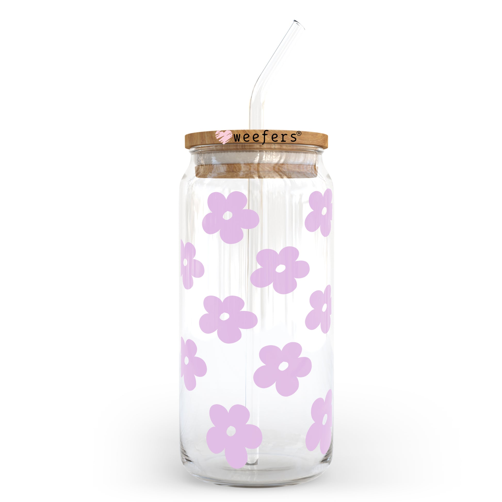 Purple Retro Flowers 20oz Libbey Glass Can, 34oz Hip Sip, 40oz Tumbler UV DTF or Sublimation Decal Transfer - Weefers