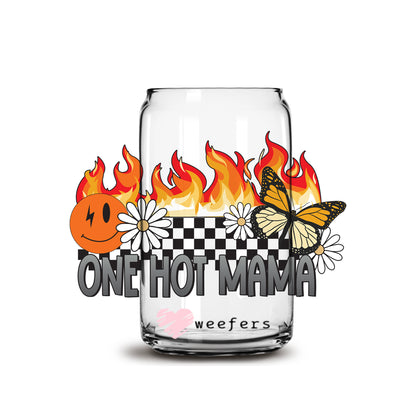 One Hot Mama 16oz Libbey Glass Can UV DTF or Sublimation Cup Wrap - Decal Transfer - Weefers