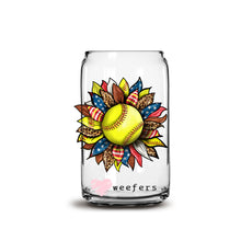 Load image into Gallery viewer, Sunflower Softball 16oz Libbey Glass Can UV-DTF or Sublimation Wrap - Decal
