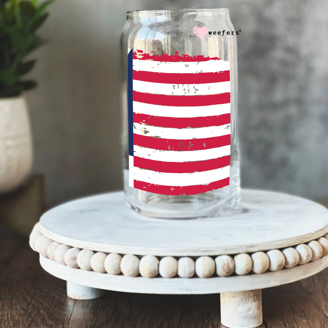 a mason jar with an american flag painted on it