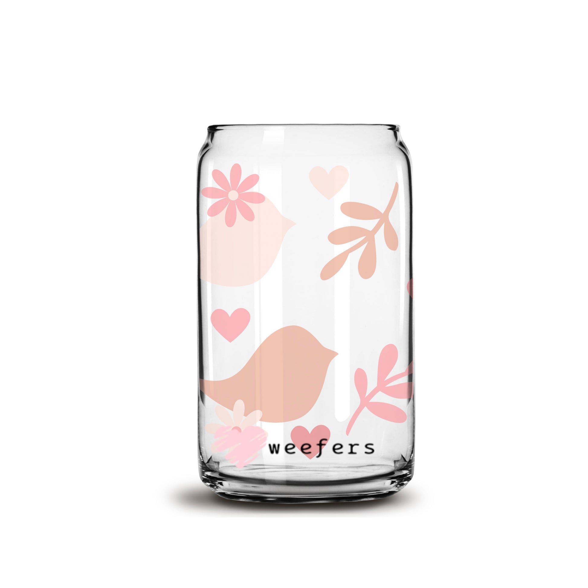 Boho Birds 16oz Libbey Glass Can UV DTF or Sublimation Wrap - Decal - Weefers