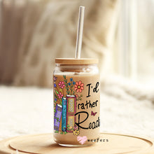 Load image into Gallery viewer, I&#39;d Rather Be Reading 16oz Libbey Glass Can UV-DTF or Sublimation Wrap - Decal
