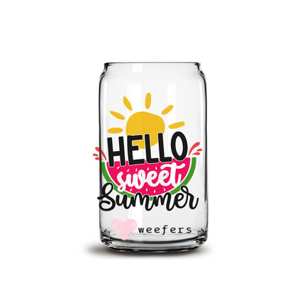 Hello Sweet Summer 16oz Libbey Glass Can UV DTF or Sublimation Wrap - Decal - Weefers