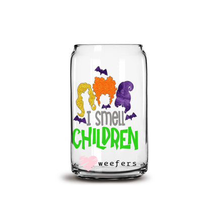 I smell children Halloween 16oz Libbey Glass Can UV DTF or Sublimation Wrap - Decal - Weefers