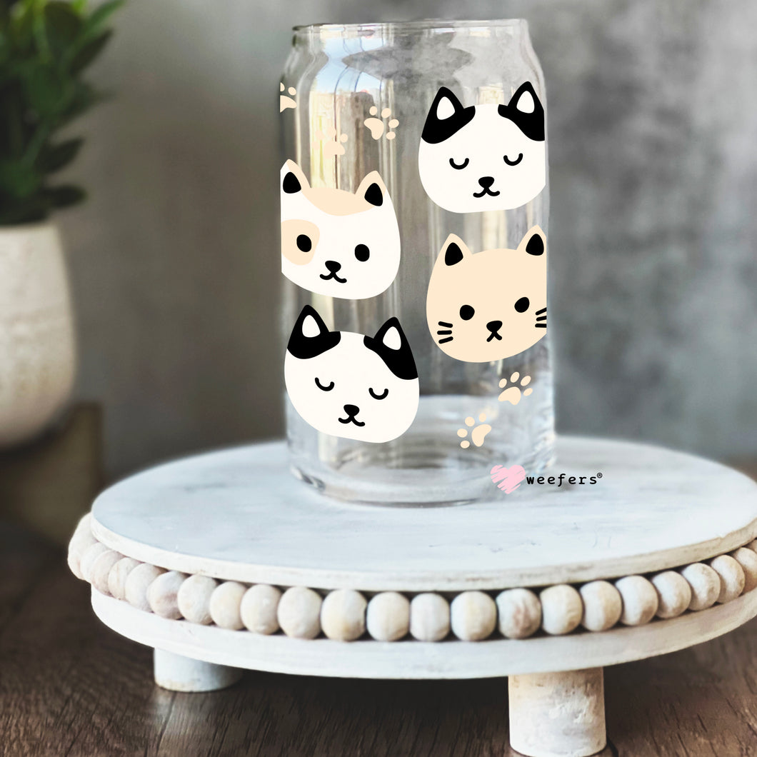 Kitty Cat Heads Libbey Glass Can Wrap UV-DTF Sublimation Transfers