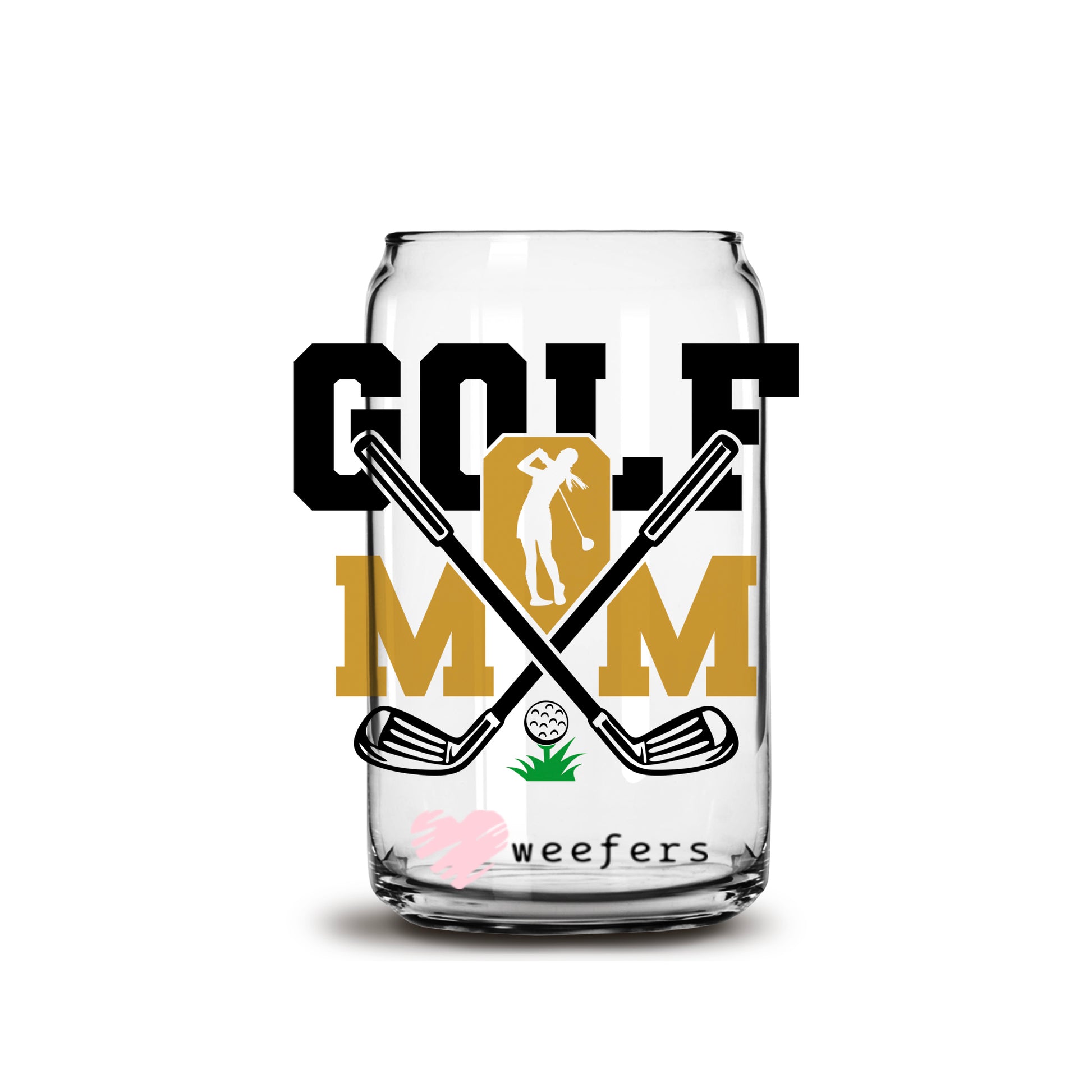 Golf Mom 16oz Libbey Glass Can UV DTF or Sublimation Wrap - Decal - Weefers