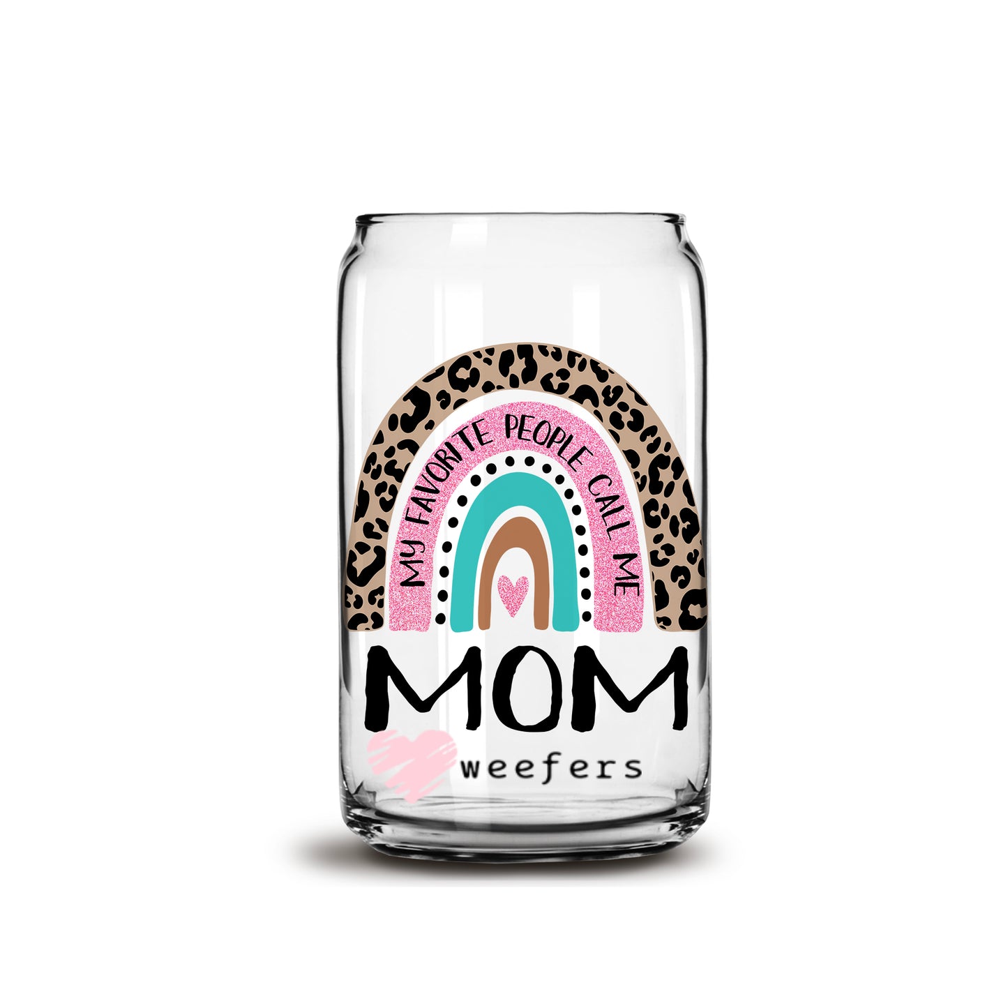 Mother's Day Mom Boho Rainbow Libbey Glass Can UV DTF or Sublimation Wrap - Decal - Weefers