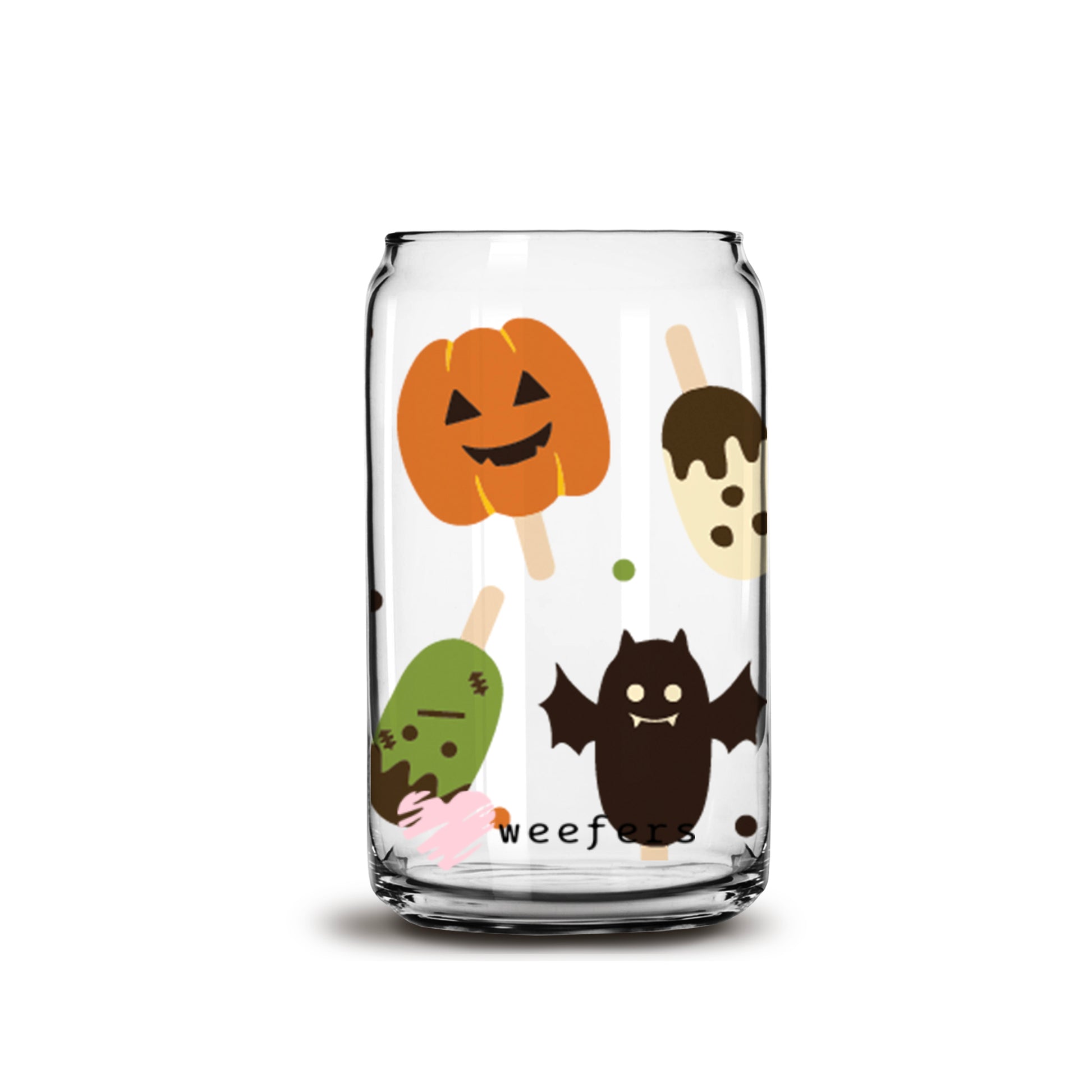 Pumpkins Monsters and Bats 16oz Libbey Glass Can UV DTF or Sublimation Wrap - Decal - Weefers