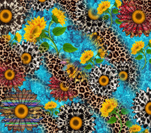 Load image into Gallery viewer, 20oz Skinny Tumbler Wrap - Cheetah Peonies and Sunflowers Oh My Tumbler Wrap Permanent Adhesive Vinyl Weefers Tum0004_PVW
