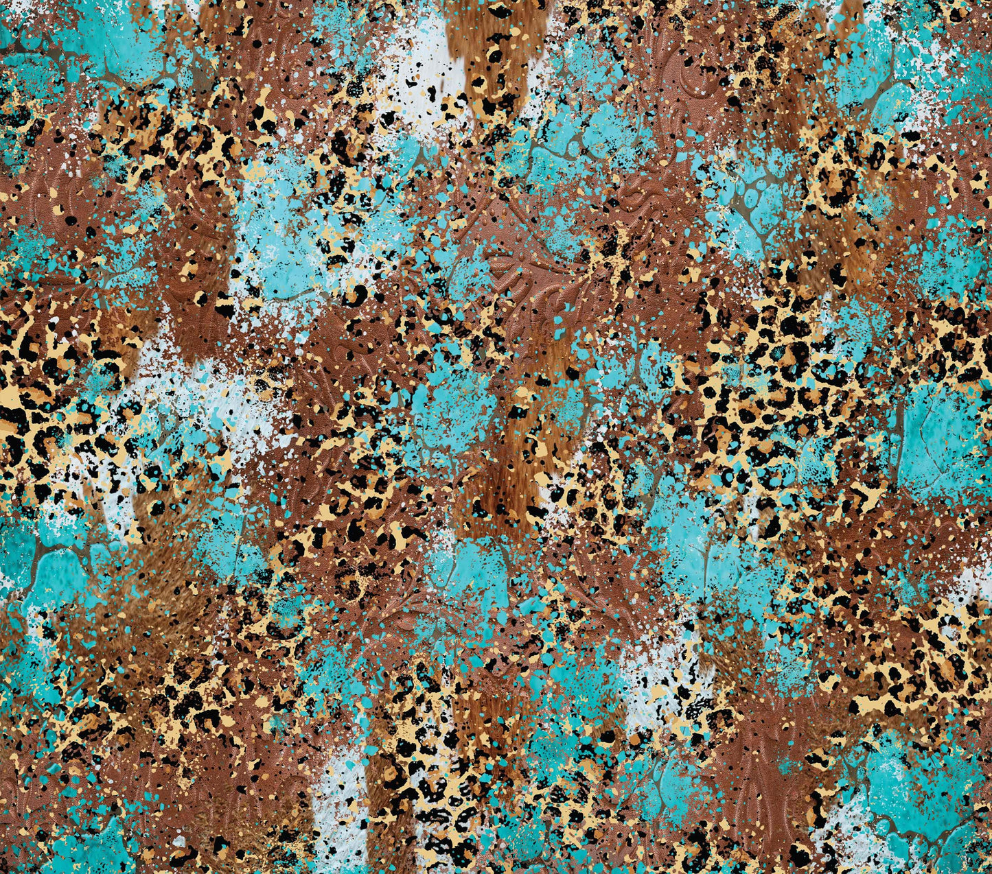 20oz Skinny Tumbler Wrap - Cheetah Turquoise Tooled Leather - Weefers