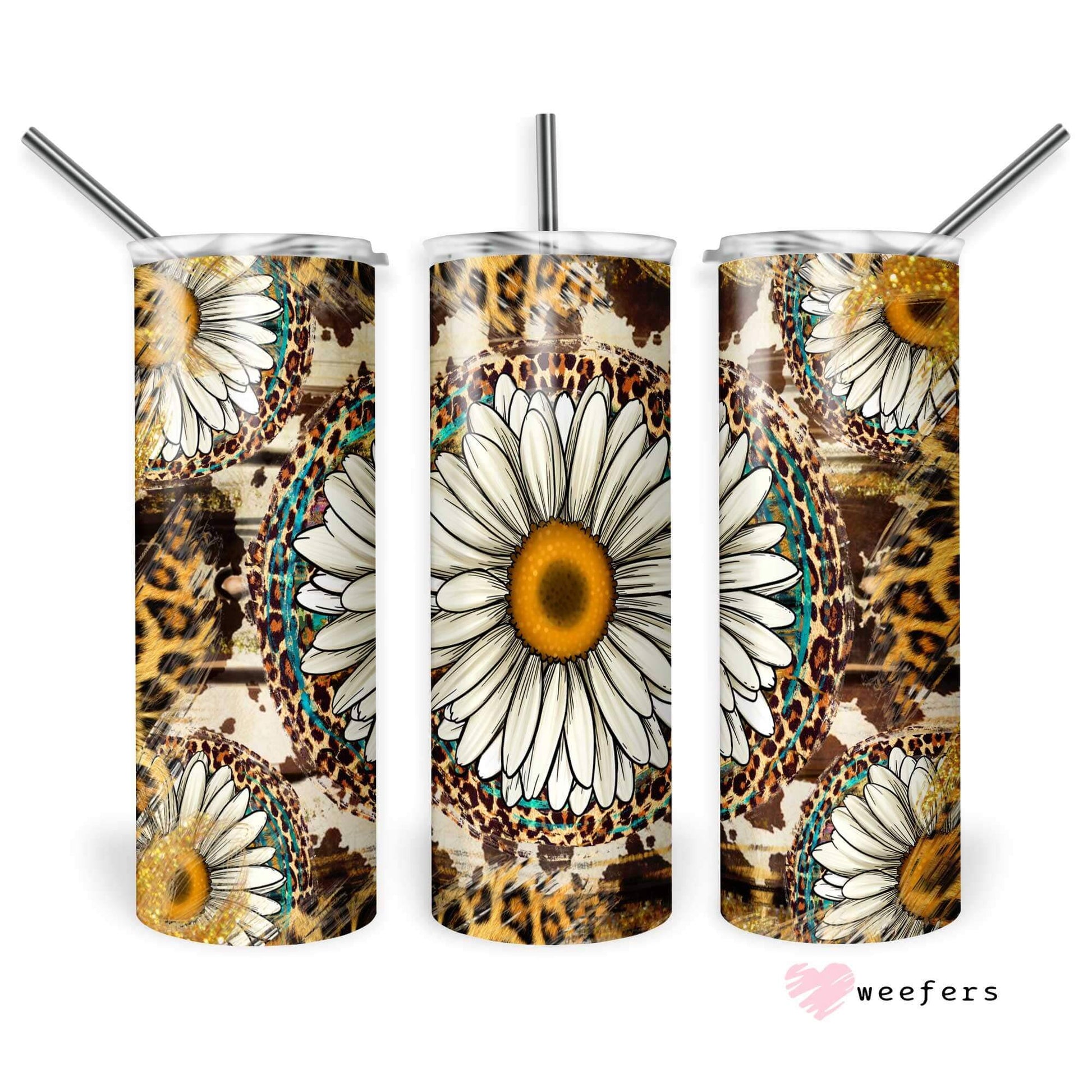 20oz Skinny Tumbler Wrap - Cream Peony Cheetah - Weefers