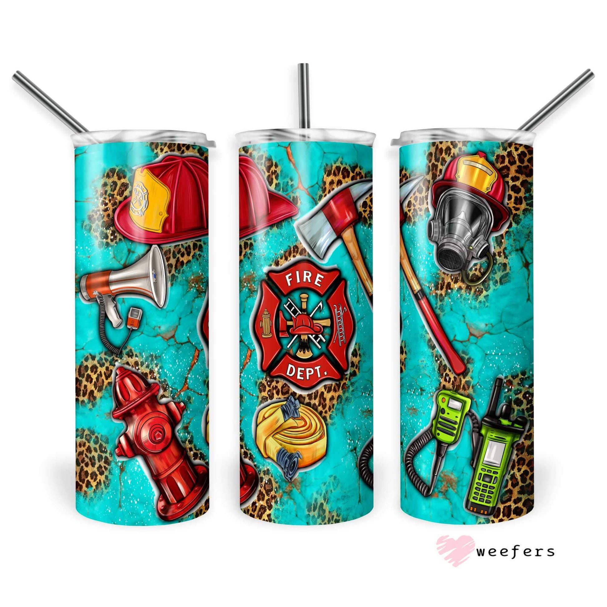 20oz Skinny Tumbler Wrap - Fireman - Weefers