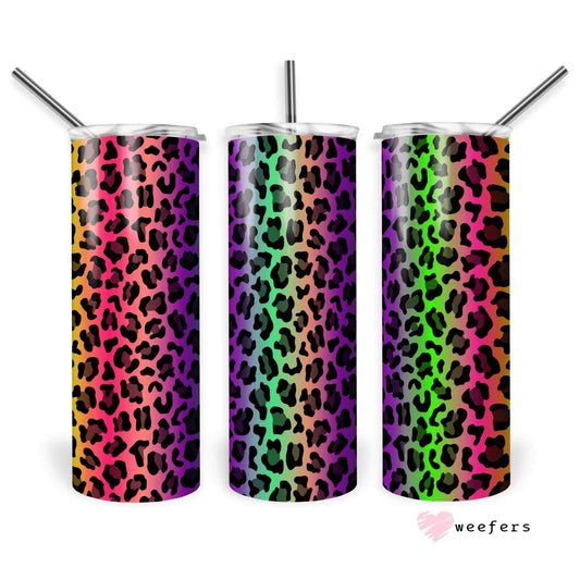 20oz Skinny Tumbler Wrap - Leopard Rainbow - Weefers