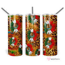 Load image into Gallery viewer, 20oz Skinny Tumbler Wrap - Mexico Flag Peonies and Cheetah Print Tumbler Wrap Weefers
