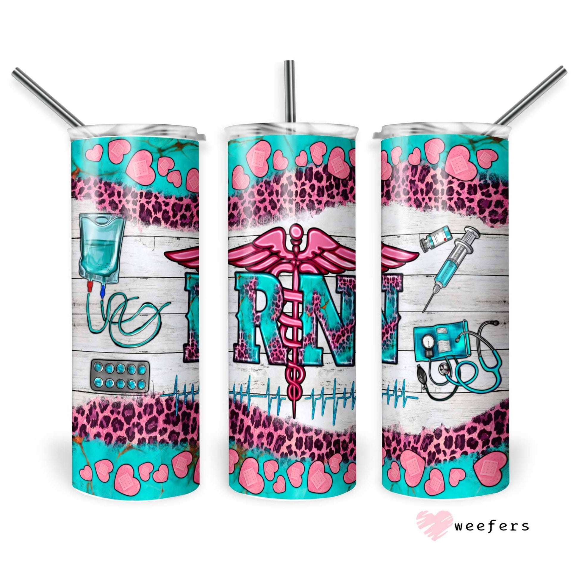 20oz Skinny Tumbler Wrap - RN Pink and Blue - Weefers