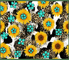 Load image into Gallery viewer, 20oz Skinny Tumbler Wrap - Sunflower Turquoise Tumbler Wrap Permanent Adhesive Vinyl Weefers Tum0001_PV
