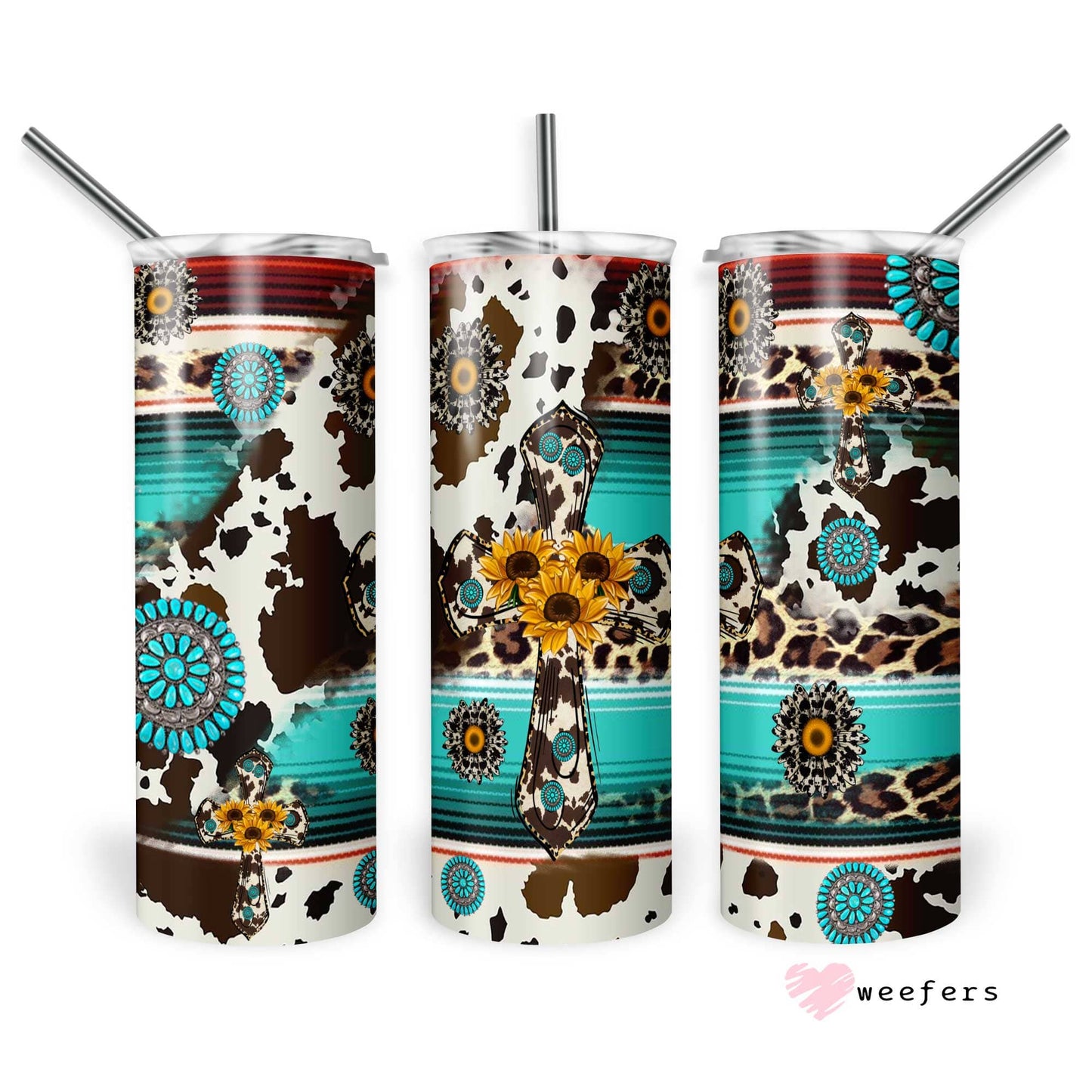 20oz Skinny Tumbler Wrap - Western Cow Print - Weefers