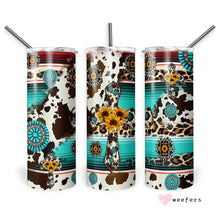 Load image into Gallery viewer, 20oz Skinny Tumbler Wrap - Western Cow Print Weefers

