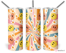 Load image into Gallery viewer, 20oz Skinny Tumbler Wrap - Retro Smiley Face Cup
