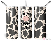 Load image into Gallery viewer, 20oz Skinny Tumbler Wrap - Moody AF Cow Print
