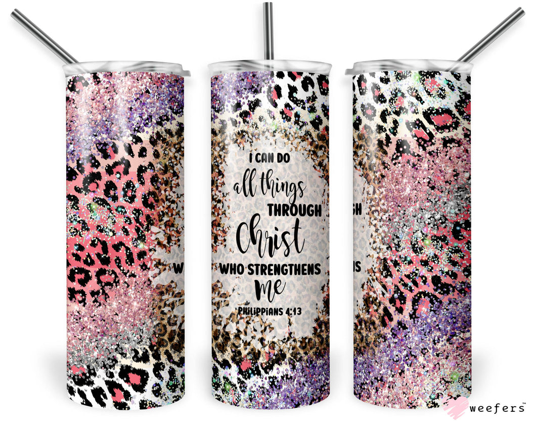 20oz Skinny Tumbler Wrap - I can do all things through Christ who Strengthens me
