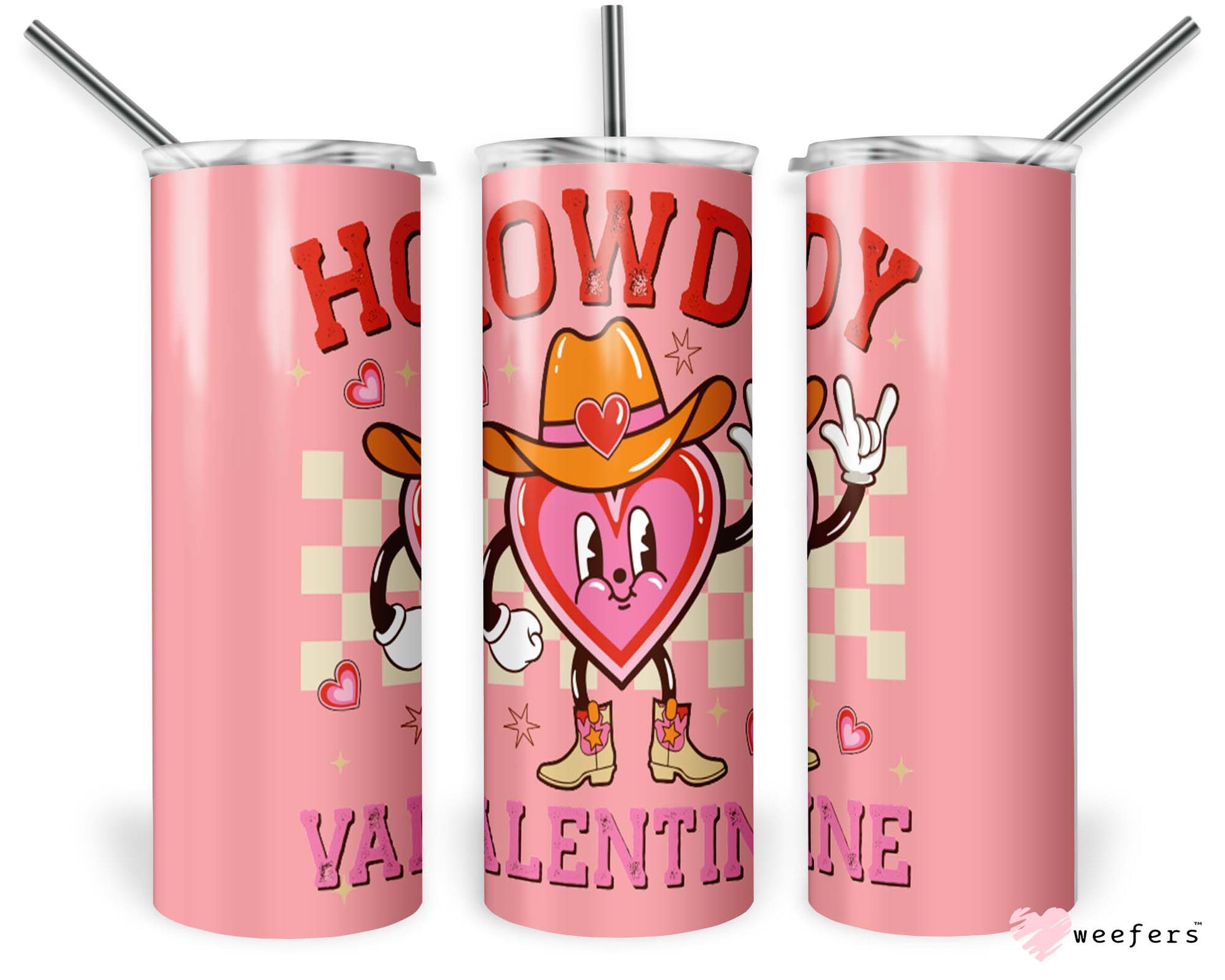 20oz Skinny Tumbler Wrap - Valentine's Day Howdy Valentine - Weefers