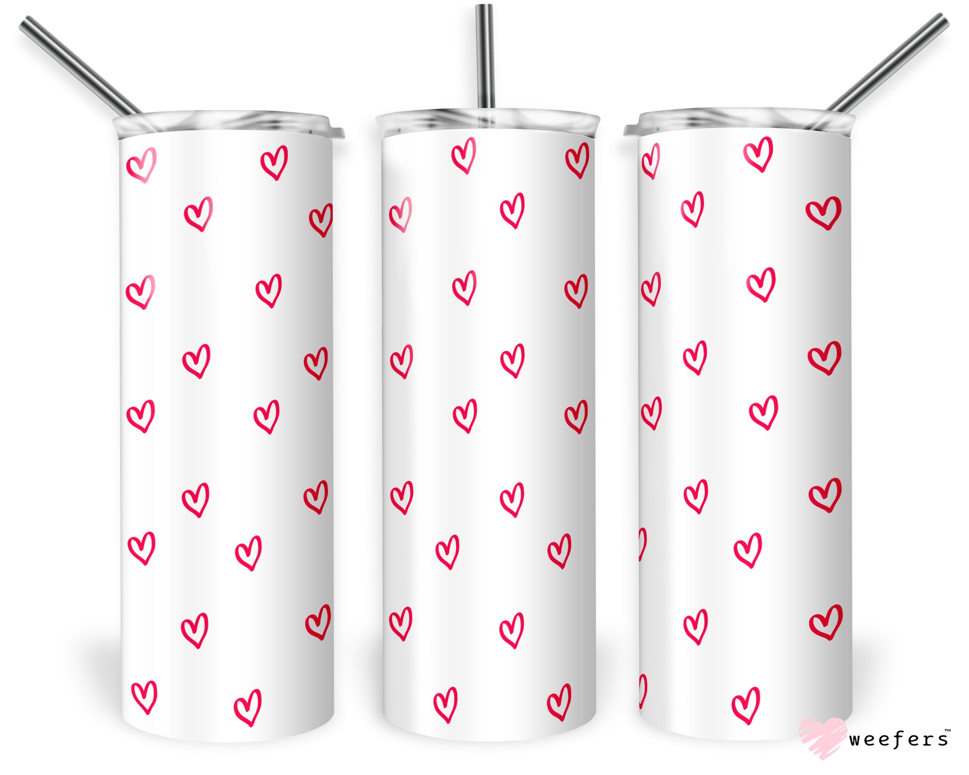 20oz Skinny Tumbler Wrap - Valentine's Day Red Hearts - Weefers