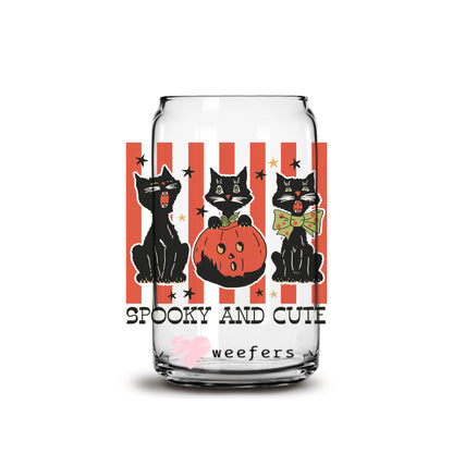 Spooky and Cute Halloween 16oz Libbey Glass Can UV DTF or Sublimation Wrap - Decal - Weefers