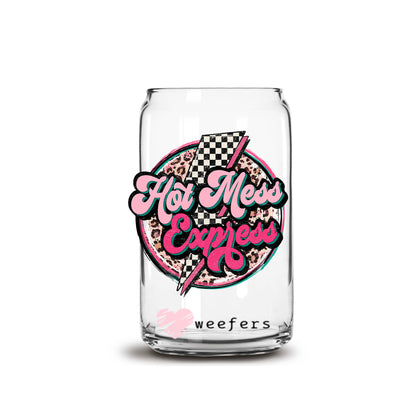 Hot Mess Express Cheetah Checkered 16oz Libbey Glass Can UV DTF or Sublimation Wrap - Decal - Weefers