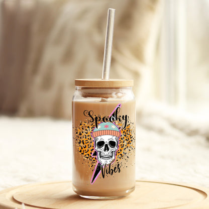 Spooky Vibes Halloween 16oz Libbey Glass Can UV DTF or Sublimation Wrap - Decal - Weefers