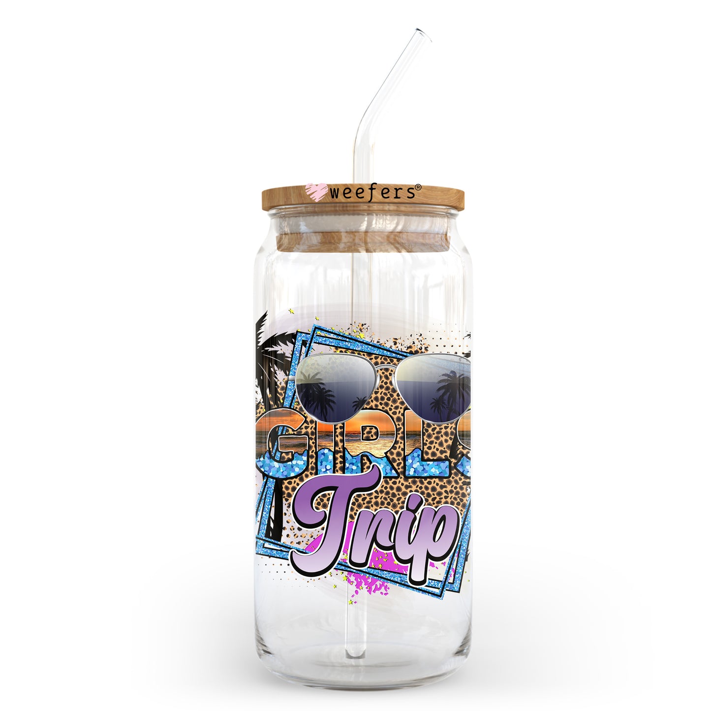 Girls Trip Purple 20oz Libbey Glass Can UV DTF or Sublimation Wrap - Decal Transfer - Weefers