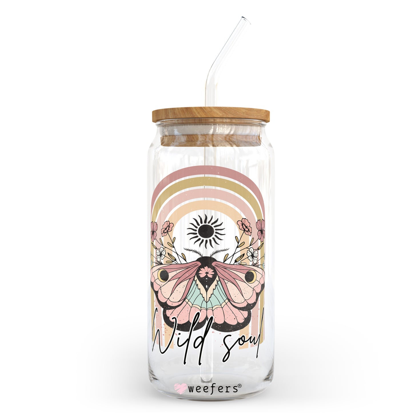 Wild Soul Butterfly 20oz Libbey Glass Can, 34oz Hip Sip, 40oz Tumbler UV DTF or Sublimation Decal Transfer - Weefers