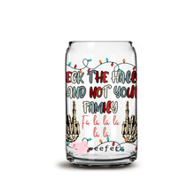Load image into Gallery viewer, Deck the Halls not your Family 16oz Libbey Glass Can UV-DTF or Sublimation Wrap - Decal
