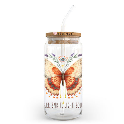 Free Spirit Light Soul 20oz Libbey Glass Can UV DTF or Sublimation Wrap - Decal Transfer - Weefers