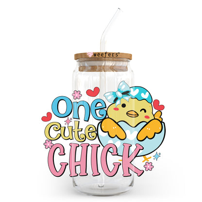 One Cute Chick Easter 20oz Libbey Glass Can UV DTF or Sublimation Wrap - Decal Transfer - Weefers