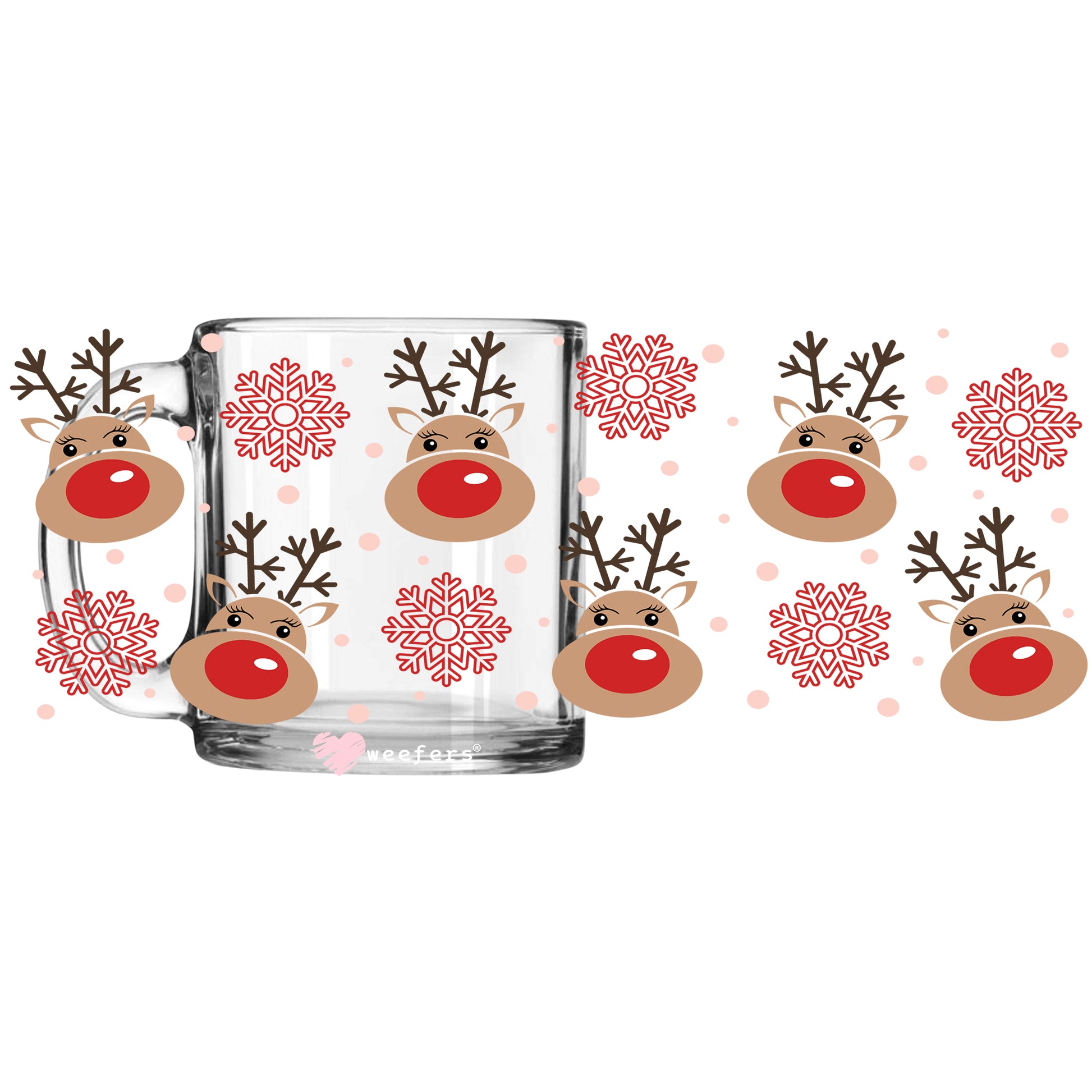 Reindeer Snowflakes Christmas 11oz Coffee Mug UV DTF or Sublimation Wrap - Decal - Weefers