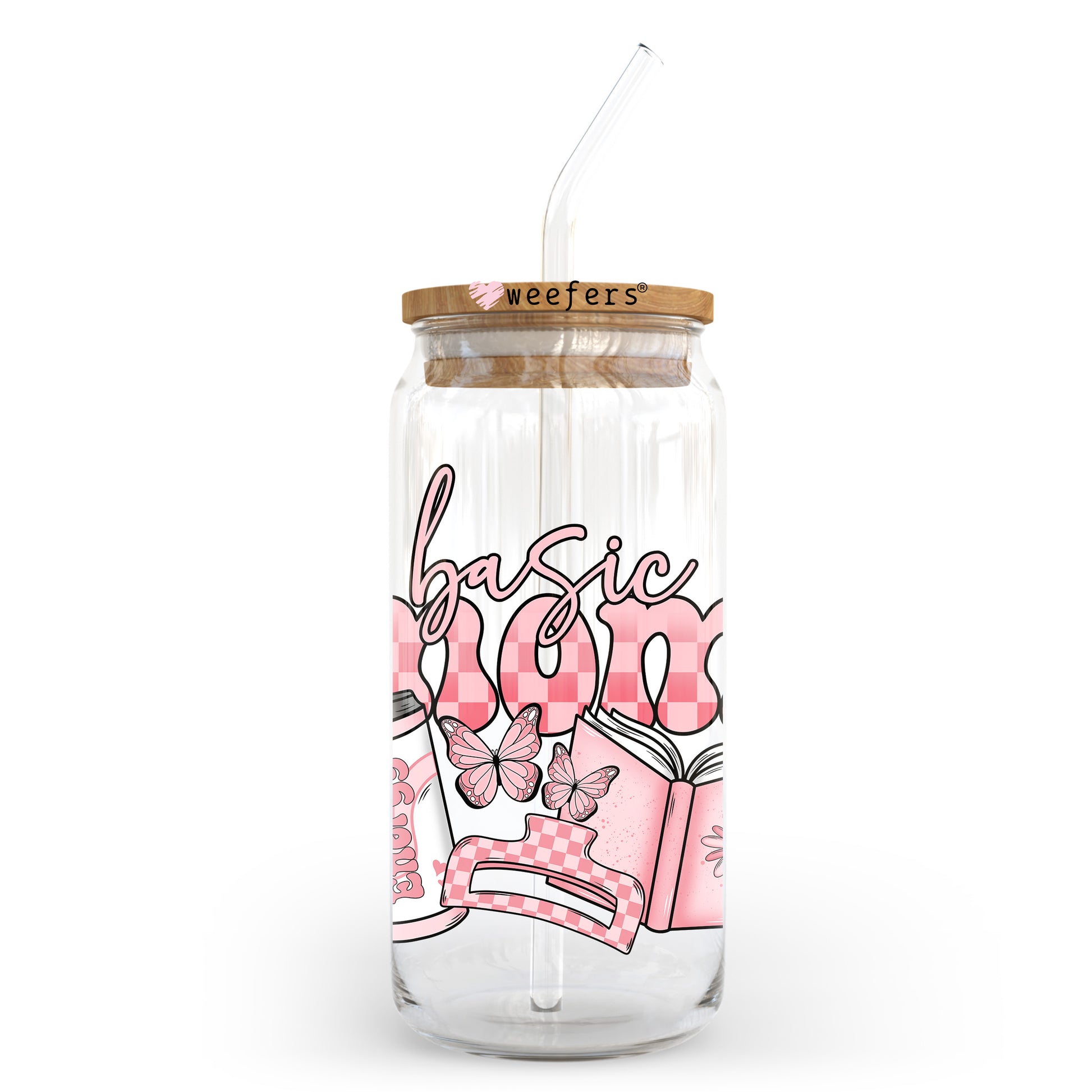 Basic Mom 20oz Libbey Glass Can UV DTF or Sublimation Wrap - Decal Transfer - Weefers