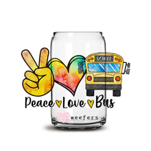 Load image into Gallery viewer, Peace Love Bus Driver 16oz Libbey Glass Can UV-DTF or Sublimation Wrap - Decal
