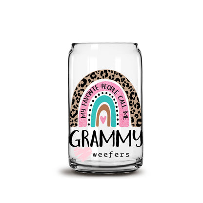 Mother's Day Grammy Boho Rainbow Libbey Glass Can UV DTF or Sublimation Wrap - Decal - Weefers