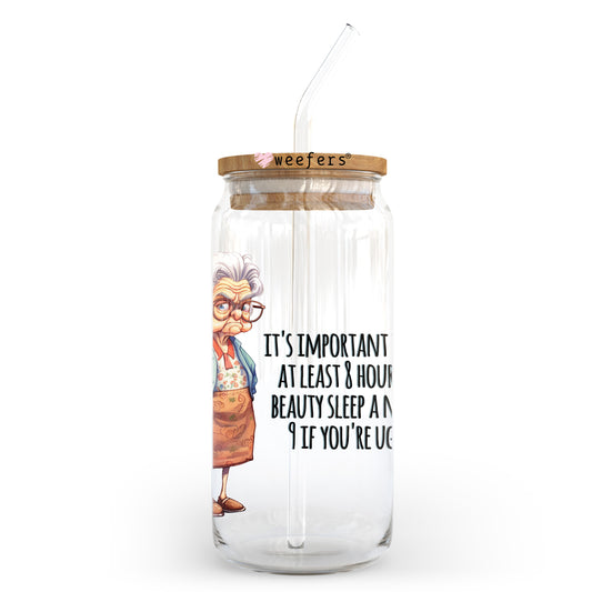 It's Important to Get 8 Hours Sleep at Night 20oz Libbey Glass Can UV DTF or Sublimation Wrap - Decal Transfer Weefers