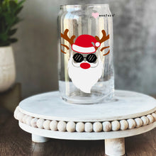 Load image into Gallery viewer, Santa Christmas Reindeer Face 16oz Libbey Glass Can UV-DTF or Sublimation Wrap - Decal
