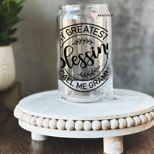 My Greatest Blessings Call Me Grammy 16oz Libbey Glass Can UV DTF or Sublimation Wrap - Decal Weefers
