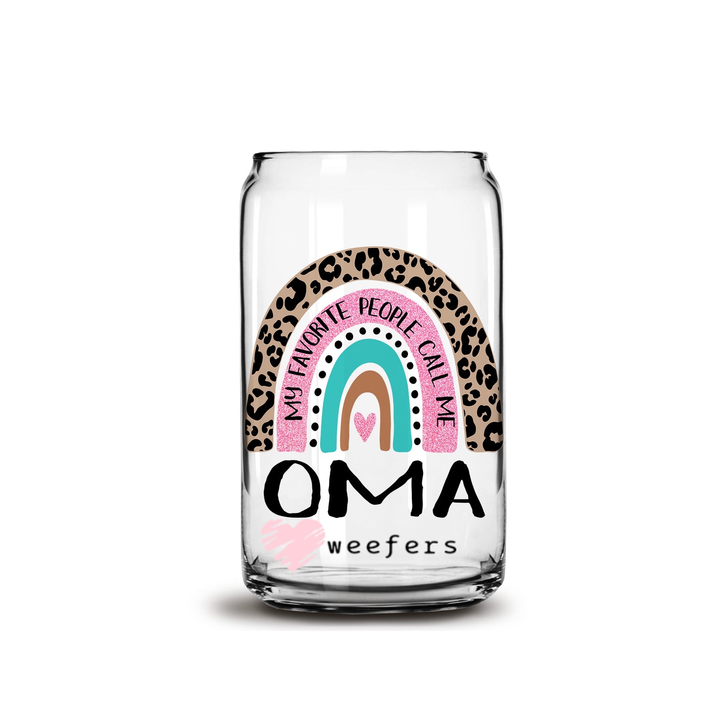 Mother's Day Oma Boho Rainbow Libbey Glass Can UV DTF or Sublimation Wrap - Decal - Weefers