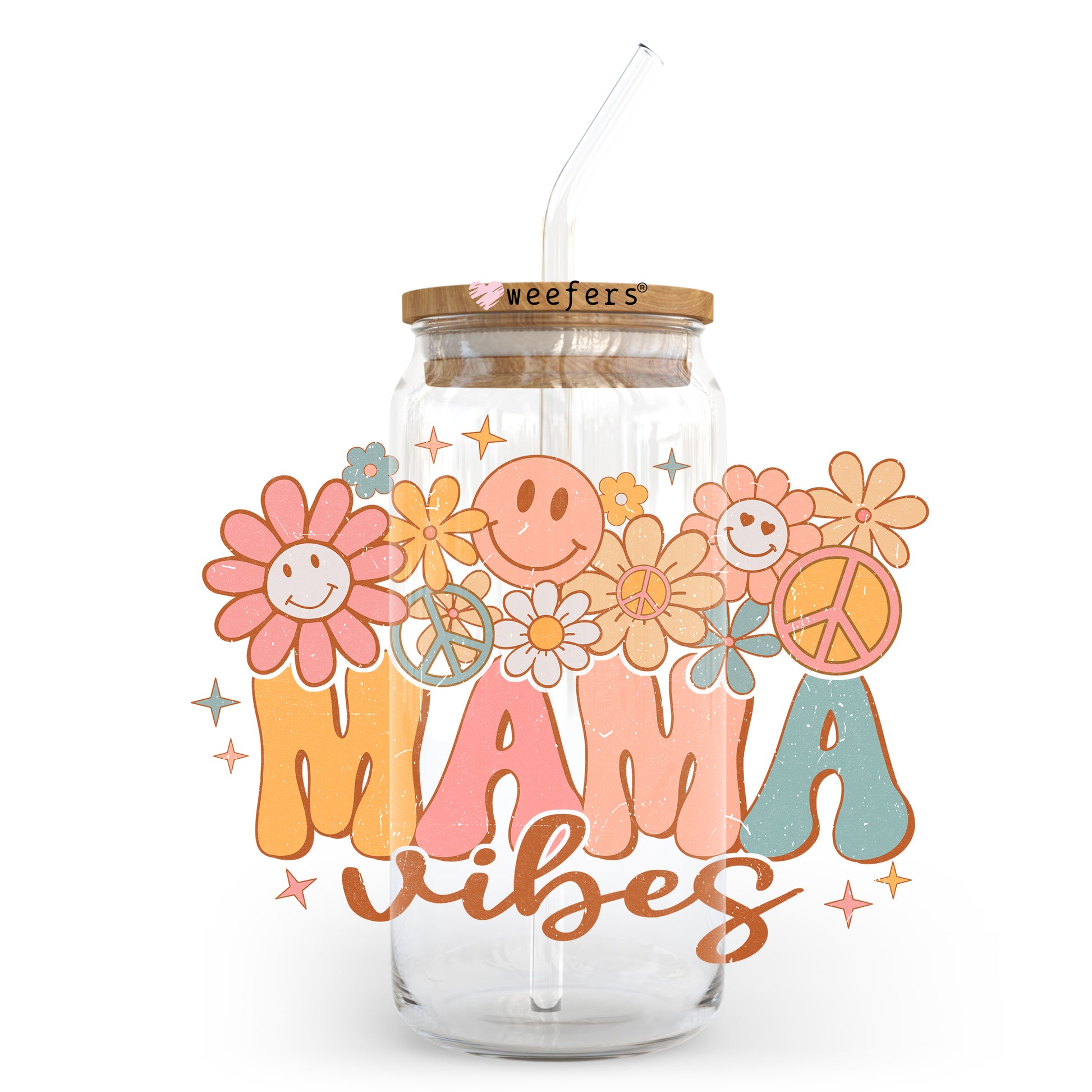 Retro Mama Vibes 20oz Libbey Glass Can, 34oz Hip Sip, 40oz Tumbler UV DTF or Sublimation Decal Transfer - Weefers