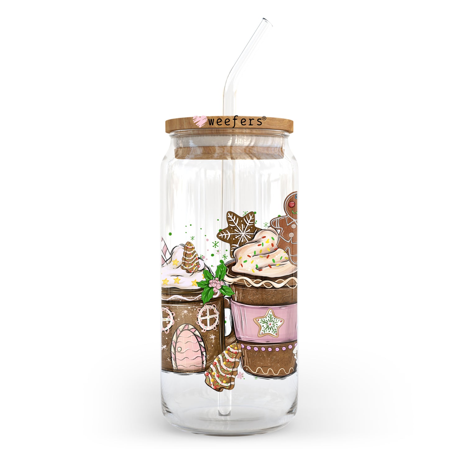 Gingerbread Christmas Latte 20oz Libbey Glass Can, 34oz Hip Sip, 40oz Tumbler UV DTF or Sublimation Decal Transfer - Weefers