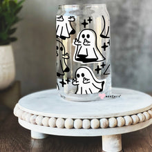 Load image into Gallery viewer, Funny Middle Finger Ghost 16oz Libbey Glass Can UV-DTF or Sublimation Wrap - Decal
