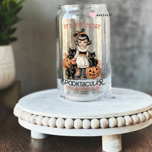 It's the most Spooktacular Time of the Year Vintage Halloween 16oz Libbey Glass Can UV DTF or Sublimation Wrap - Decal - Weefers