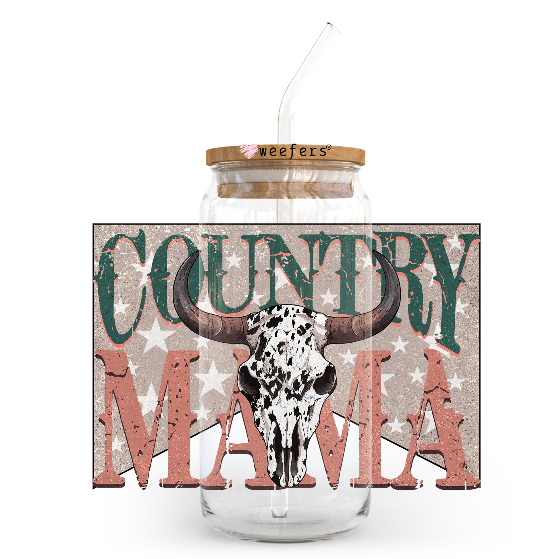 Country Mama 20oz Libbey Glass Can UV DTF or Sublimation Wrap - Decal Transfer - Weefers