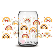 Load image into Gallery viewer, Retro Rainbows Burgundy and Orange 16oz Libbey Glass Can UV-DTF or Sublimation Wrap - Decal
