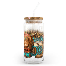 Load image into Gallery viewer, Western Serape Cow 20oz Libbey Glass Can, 34oz Hip Sip, 40oz Tumbler UVDTF or Sublimation Decal Transfer
